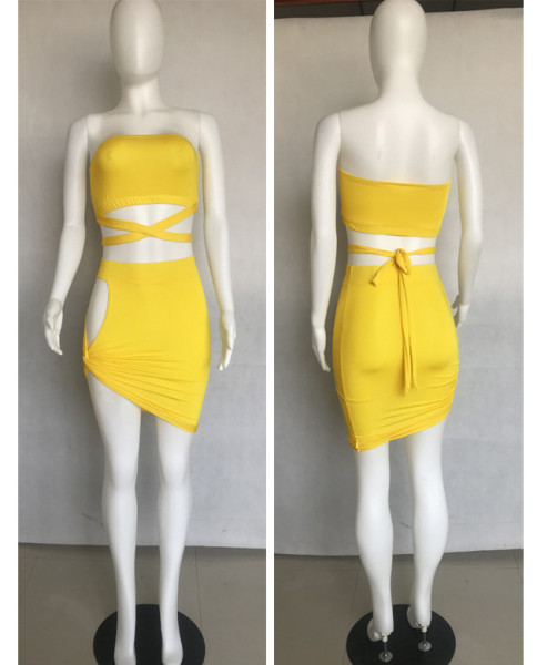 Women's sexy tube top strap dress two-piece suit L0175
