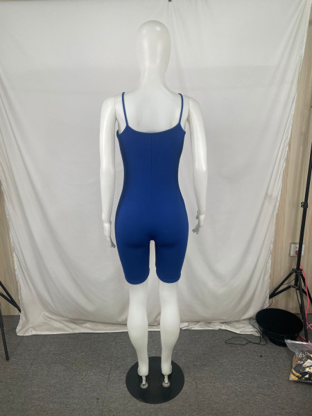 Women solid color sling suspenders sleeveless sexy fashion jumpsuit summer suit QY5058