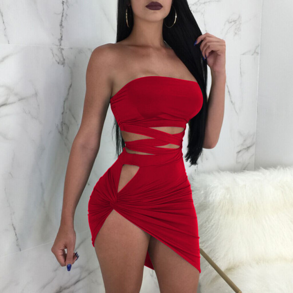 Women's sexy tube top strap dress two-piece suit L0175