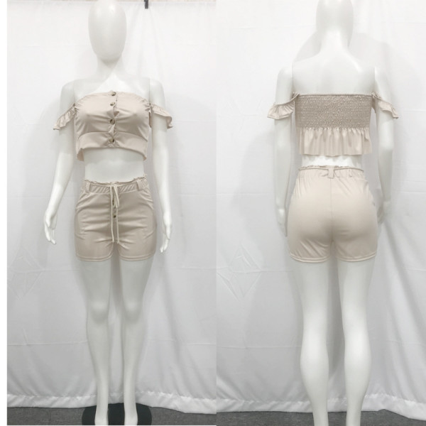 Popular fashion summer solid color pants suit short two-piece suit L0252