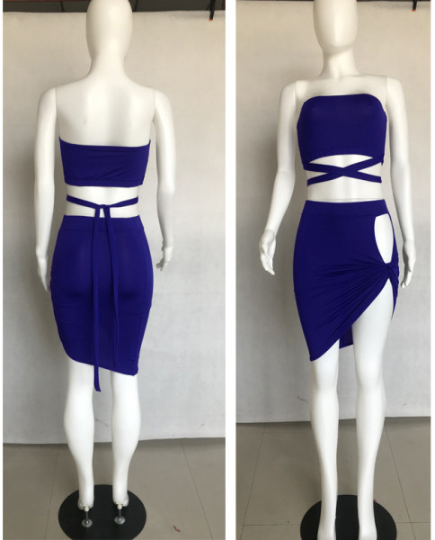 Women's sexy tube top strap dress two-piece suit L0175