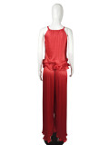 Women summer casual strapless sling solid color two-piece suit L0273