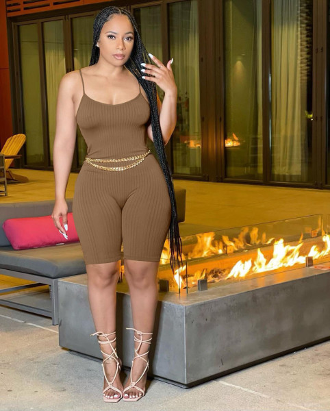 Women solid color sling suspenders sleeveless sexy fashion jumpsuit summer suit QY5058