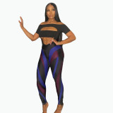 Digital printed sexy one-piece sports tights FFD1114