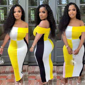 Personalized one-neck sexy dress tight-fitting casual Women skirt QY5060