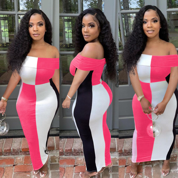 Personalized one-neck sexy dress tight-fitting casual Women skirt QY5060