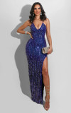 Sexy halter strap split sequin nightclub party dress L0333