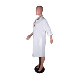 Fashion casual buttoned shirt collar dress YZ1275