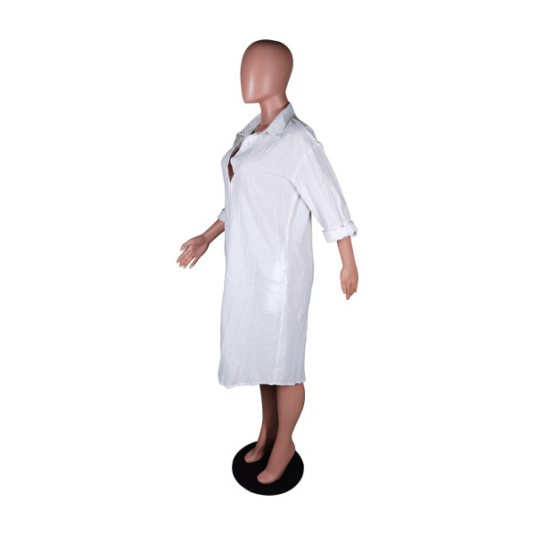 Fashion casual buttoned shirt collar dress YZ1275