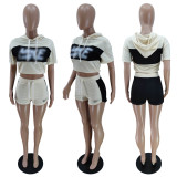 Color block stitching sexy sports suit showing belly button BN7187