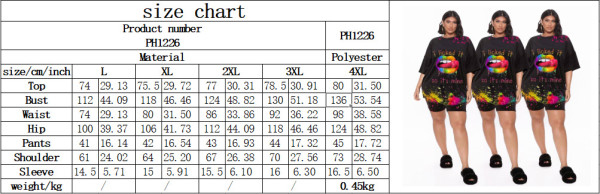 Plus size fashion lips print two-piece suit PH1226