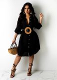Fashion casual buttoned shirt collar dress YZ1275