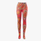 Swirl print stitching slim color trousers Q21PT136