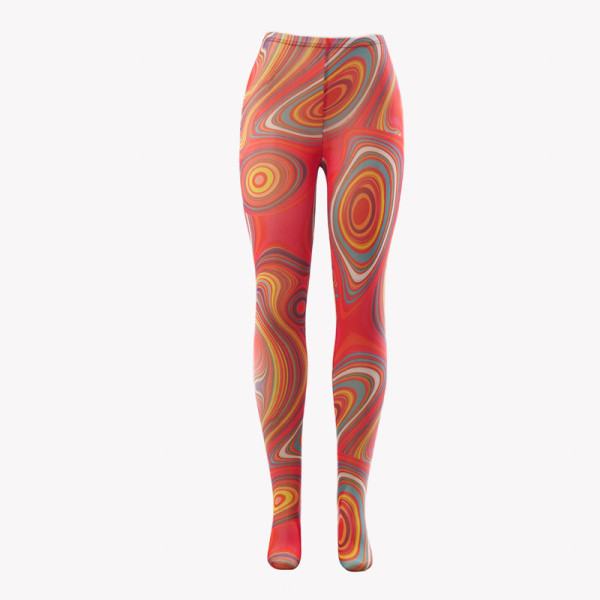 Swirl print stitching slim color trousers Q21PT136