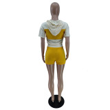 Color block stitching sexy sports suit showing belly button BN7187