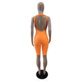 Sexy seersucker solid color jumpsuit BN7186