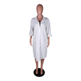 Fashion casual buttoned shirt collar dress YZ1275