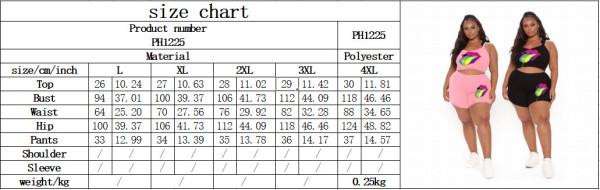 Plus size strap fashion print sexy two-piece suit PH1225
