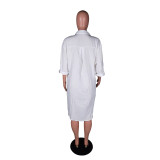 Fashion casual buttoned shirt collar dress YZ1275