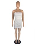 Pleated summer new style halter fashion tube top women dress AB6652
