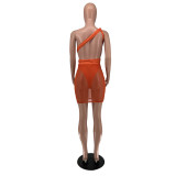 Sexy and fashionable breast-wrapped lace-up milk silk gauze stitching dress YZ1271
