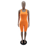 Sexy seersucker solid color jumpsuit BN7186