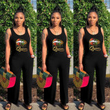 Fashion printed lip print jumpsuit Z60019