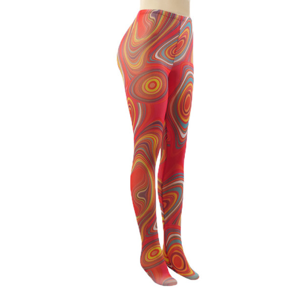 Swirl print stitching slim color trousers Q21PT136