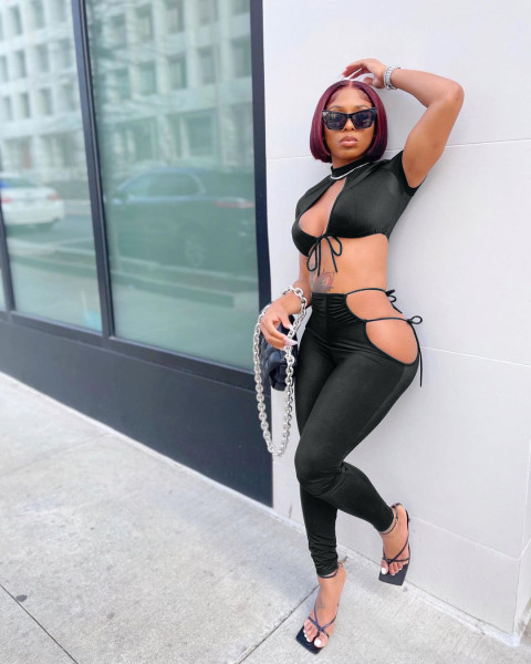 Two-piece short-sleeved trousers with straps and waist N6020