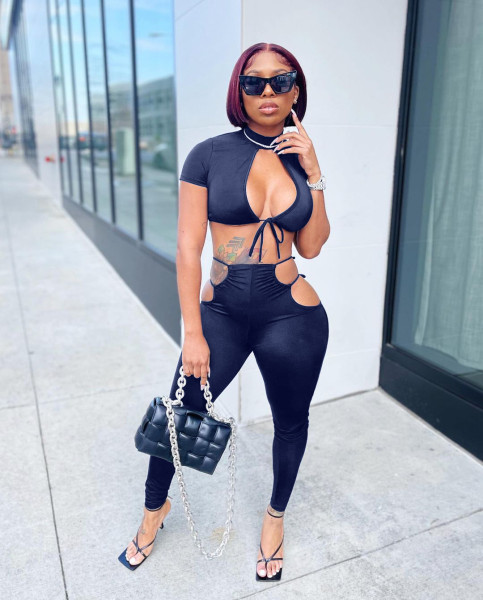 Two-piece short-sleeved trousers with straps and waist N6020