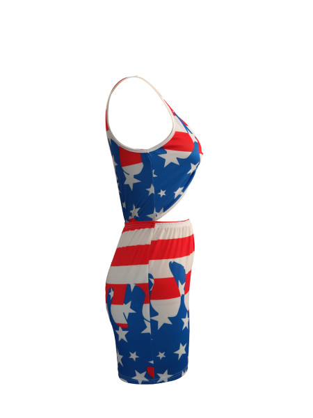 Fashion sexy short sleeve printed jumpsuit SD1463