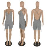 Sexy halter elastic strap one-piece five-point casual pants C654