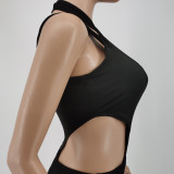 New button sleeveless solid color mesh pants two-piece suit BC3023