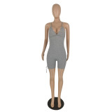 Sexy halter elastic strap one-piece five-point casual pants C654