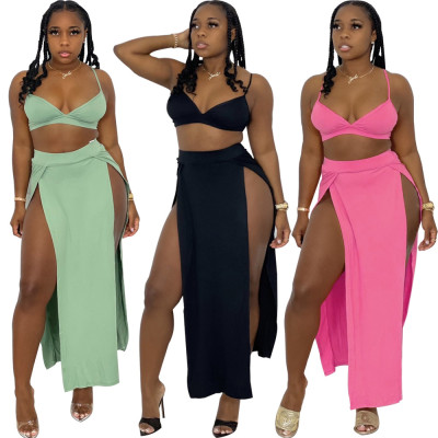 Sexy cute split skirt two-piece suit HY5232
