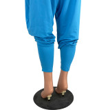 Solid color harem pants type irregular loose jumpsuit HY5229