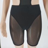 New button sleeveless solid color mesh pants two-piece suit BC3023