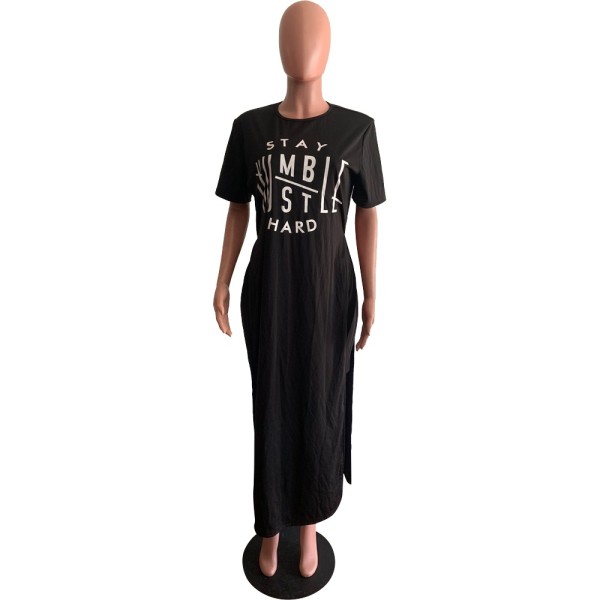 Casual fashion short-sleeved letter positioning printed blouse plus size suit L735
