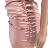 Halter pleated halter dress HY5230