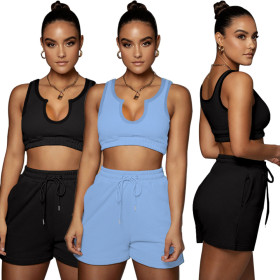 V-neck vest shorts shipping bill set two-piece suit HY5231