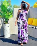 Sexy women's dress with straps, halter skirt with slits on both sides N6022