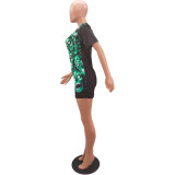 Digital positioning printing skull casual dress N6024