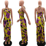 Sexy women's dress with straps, halter skirt with slits on both sides N6022