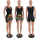 Vest shorts printed rope set two-piece suit HY5224