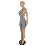 Sexy halter elastic strap one-piece five-point casual pants C654