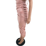 Halter pleated halter dress HY5230
