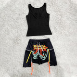Vest shorts printed rope set two-piece suit HY5224