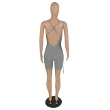 Sexy halter elastic strap one-piece five-point casual pants C654