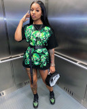 Digital positioning printing skull casual dress N6024