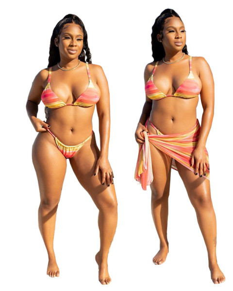 Sexy fashion sweet print three-piece suit XM1188